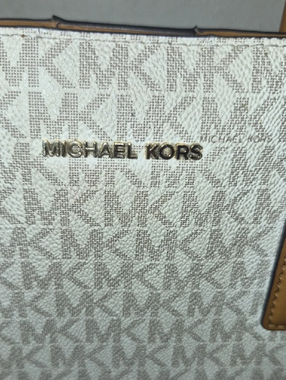 Michael Kors Cream and Tan Signature Tote